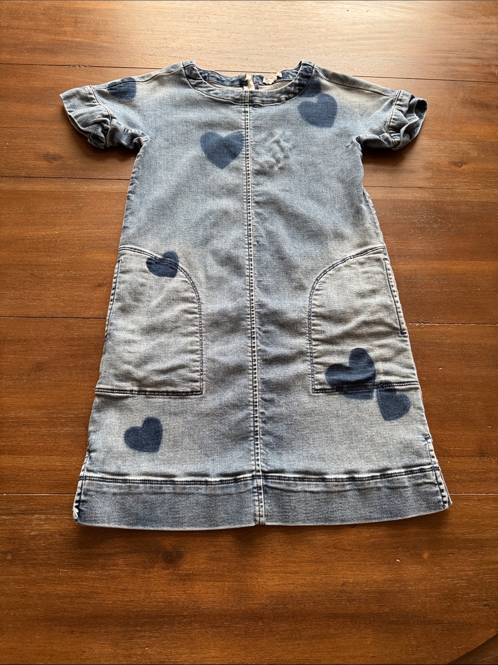 Size 10 J. Crew Crewcuts Girls' denim chambray heart print dress with pockets